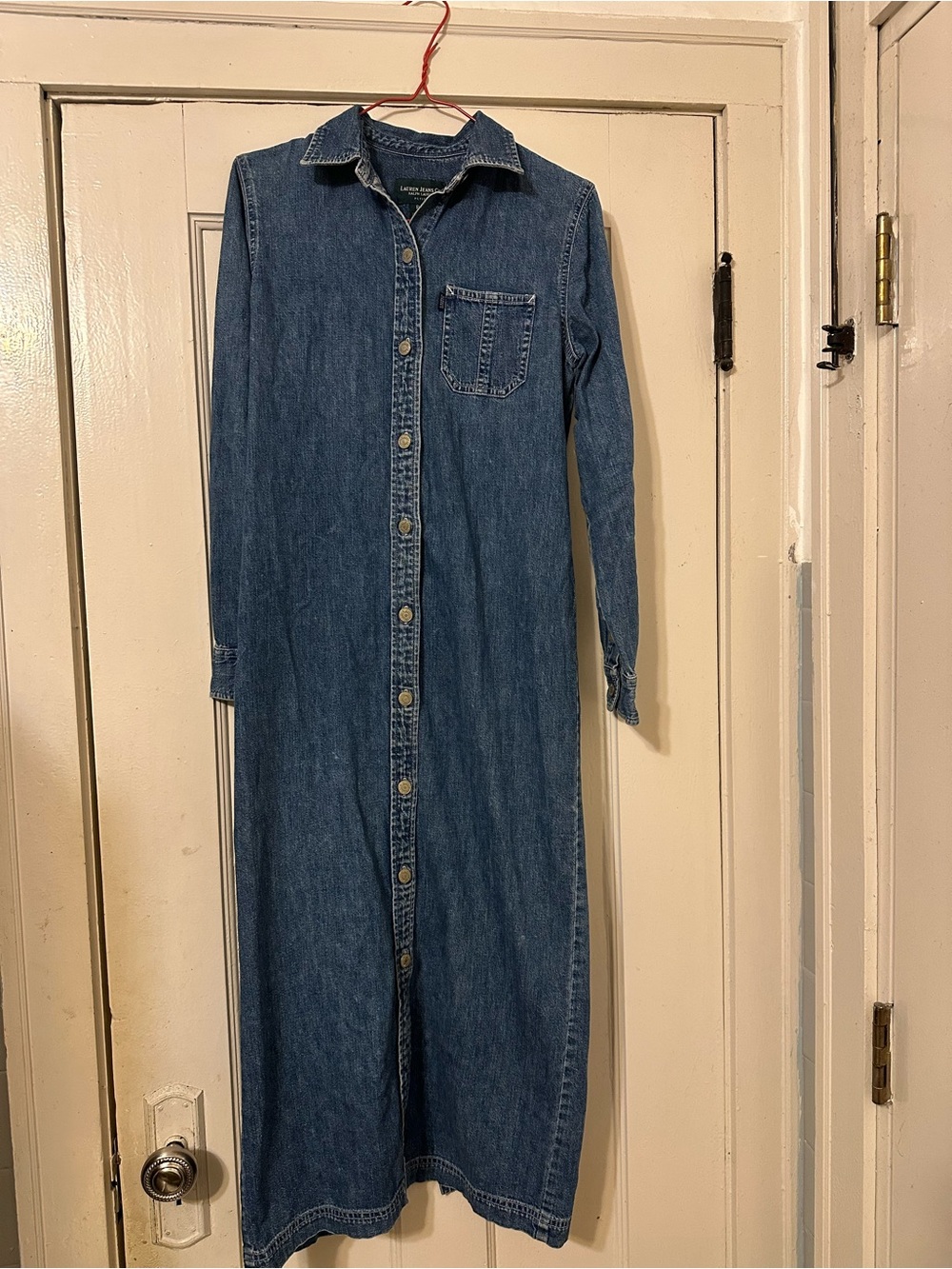 Lauren Jeans Co Denim Button-Front Maxi Dress - Blue - Petite XS